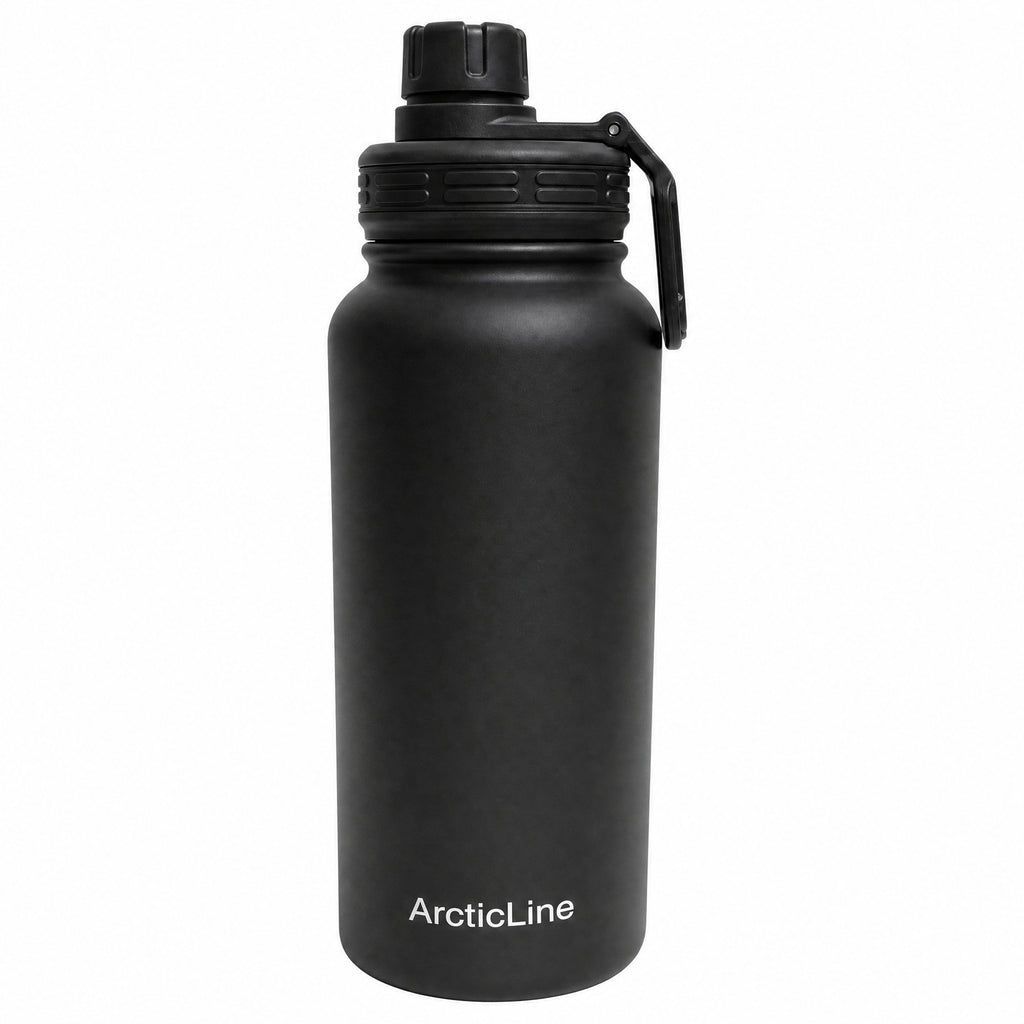 ArcticLine 32 oz Vacuum Insulated Stainless Steel Water Bottle with 2 Lids, Matte Black