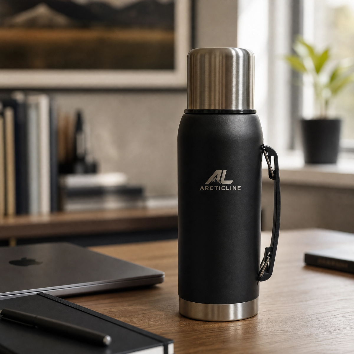 ArcticLine 1L Vacuum Insulated Stainless Steel Bottle – Matte Black