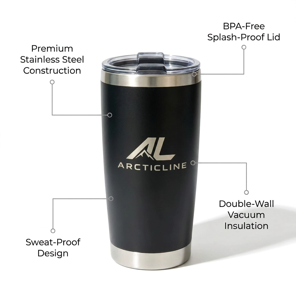 ArcticLine 20 oz Vacuum Insulated Stainless Steel Tumbler – Matte Black